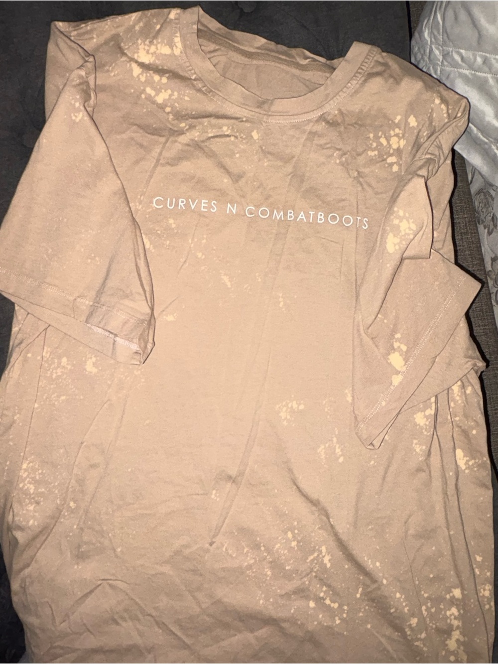 Curves N Combatboots Women's Tan Short Sleeve Tee